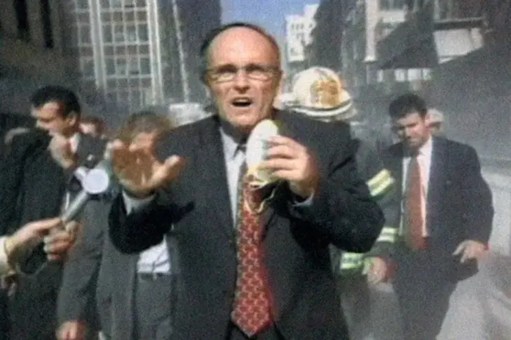 New York Mayor Rudolph Giuliani is seen on Sept. 11, 2001, during the terrorist attack on the World Trade Center in video from an HBO documentary. HBO