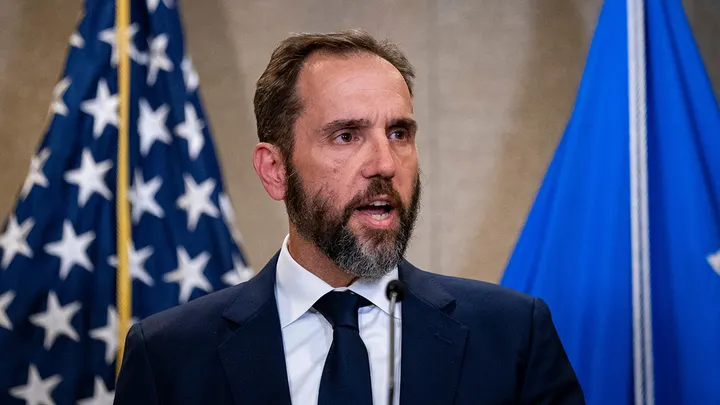 Jack Smith, U.S. special counsel, speaks during a news conference in Washington, D.C., on Tuesday, Aug. 1, 2023.  (Al Drago/Bloomberg via Getty Images)