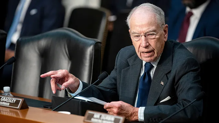 Senator Chuck Grassley, a Republican from Iowa and chairman of the Senate Judiciary Committee, speaks during a hearing in Washington, D.C., on Tuesday, Sept. 16, 2025. (Al Drago/Bloomberg via Getty Images)