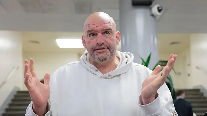Sen. John Fetterman, D-Penn., ripped fellow Democratic lawmakers for being unable to get their "s--- together" and vote to reopen the federal government. (Anna Moneymaker/Getty)