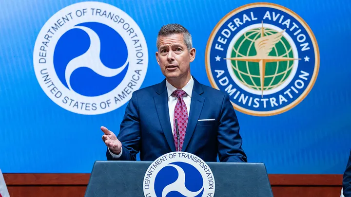Transportation Secretary Sean Duffy during a news conference in Washington, D.C. (Eric Lee/Bloomberg via Getty Images)