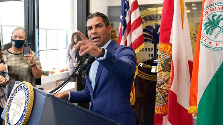 Miami Mayor Francis Suarez speaks during a news conference at Miami City Hall, Oct. 12, 2021. (Lynne Sladky/AP Photo)