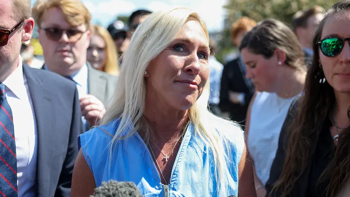 Rep. Marjorie Taylor Greene, R-Ga., previously apologized for her role in "toxic" politics. (Evelyn Hockstein/Reuters)