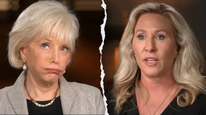 "60 Minutes" correspondent Lesley Stahl had a tense exchange with Rep. Marjorie Taylor Greene, R-Ga., over her claim that Democrats were the "party of pedophiles" during an April 2023 interview. (Screenshots/CBS News)