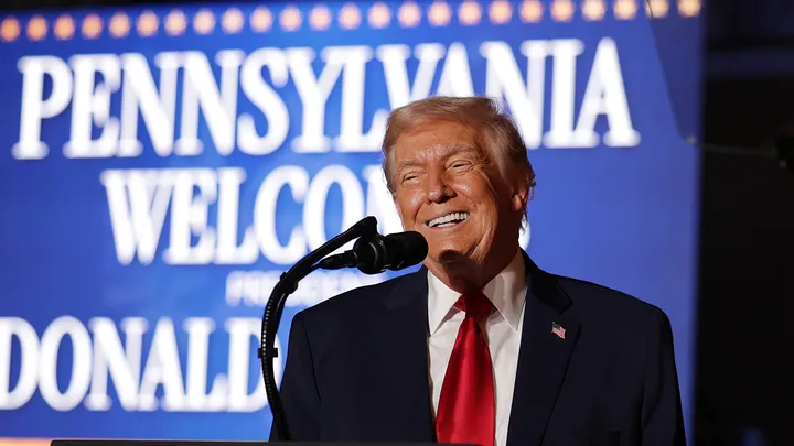 President Donald Trump delivers remarks during an event at Mount Airy Casino Resort Dec. 9, 2025, in Mount Pocono, Pa. (Alex Wong/Getty Images)