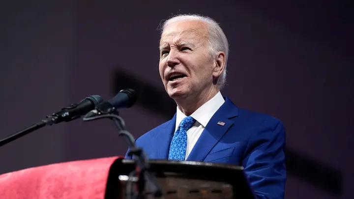 Former President Joe Biden speaks at a church service at Mt. Airy Church of God in Christ, July 7, 2024, in Philadelphia. (Manuel Balce Ceneta/The Associated Press)