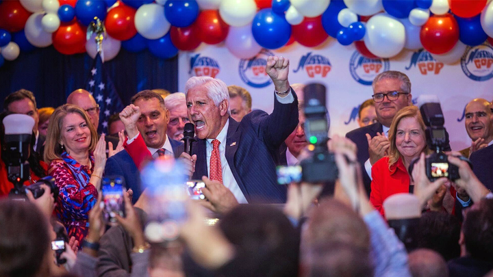 Nassau County Executive Bruce Blakeman celebrates his re-election Nov. 4, on Long Island, N.Y.  (Office of the County Executive)