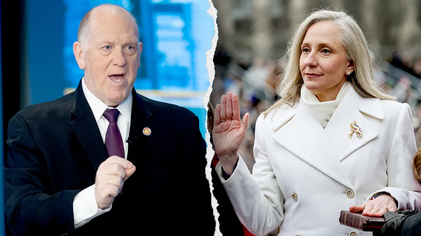 White House order czar Tom Homan vows to work around Democratic Virginia Gov. Abigail Spanberger's executive order. (Noam Galai/Getty Images; Win McNamee/Getty Images)