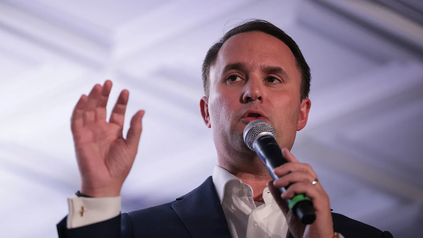 Former Virginia AG Jason Miyares seized the opportunity to share Jones' typo with his X following. (Kayla Bartkowski/Getty Images)