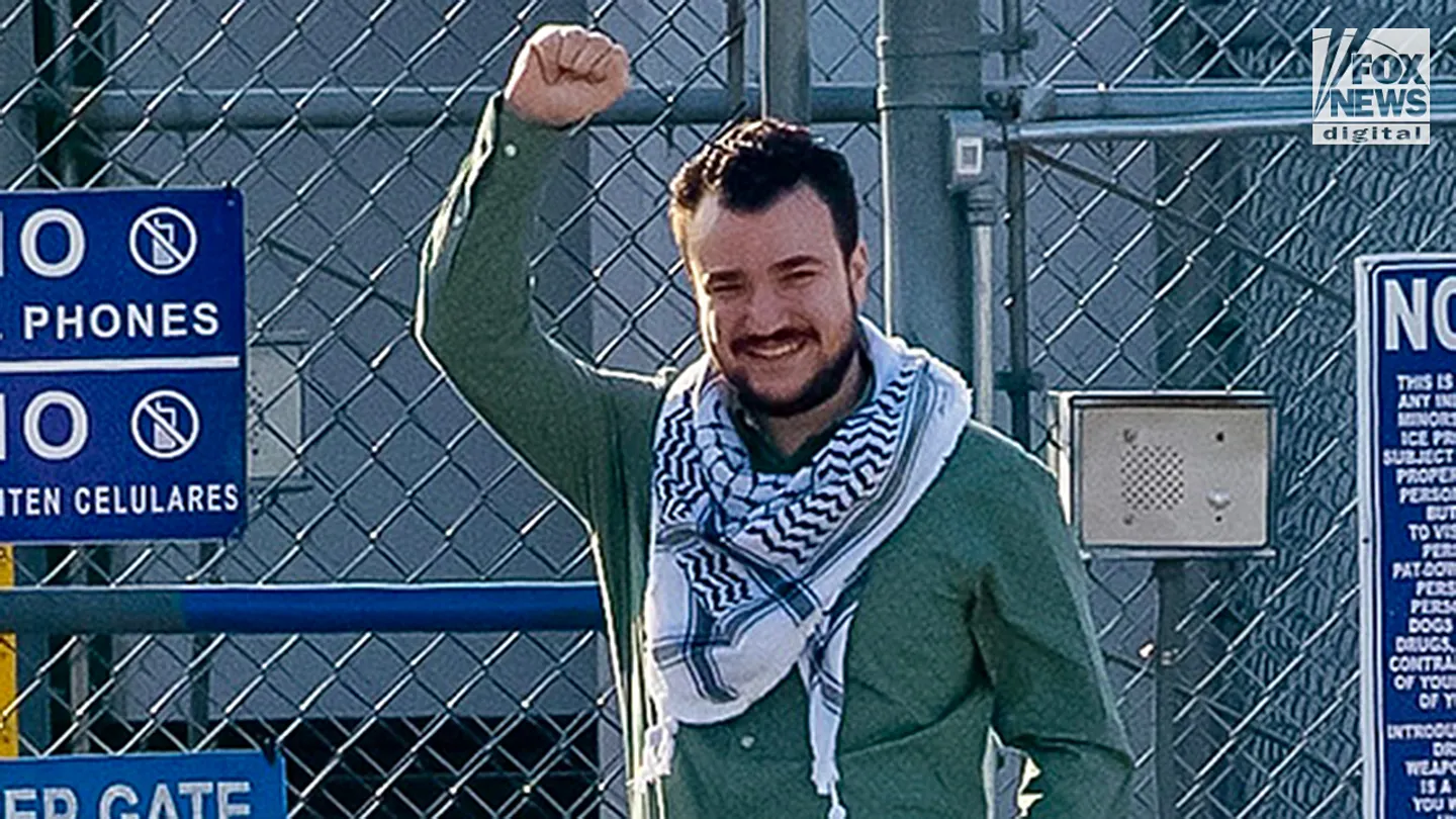 Mahmoud Khalil poses for selfies after his release from federal immigration detention in Jena, La., June 20, 2025. (Kat Ramirez for Fox News Digital)