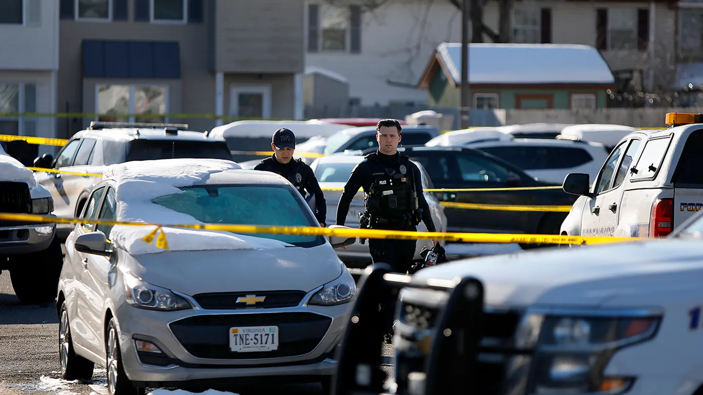 Virginia Beach police respond to a shooting on Saturday, Feb. 22, 2025, in Virginia Beach, Va. (Stephen M. Katz/The Virginian-Pilot via AP)