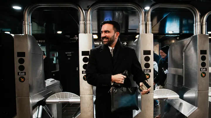 New York City Mayor Zohran Mamdani arrives at the subway station in the Queens borough to go to City Hall in New York, Friday, Jan. 2, 2026. (Eduardo Munoz Alvarez/AP Photo)
