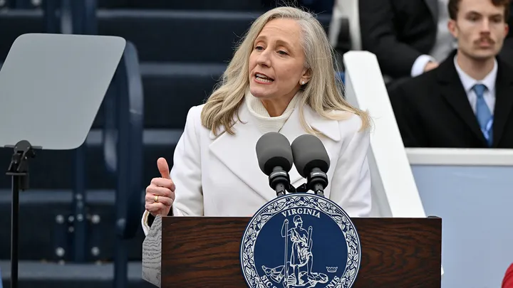 Abigail Spanberger is sworn in as Virginia's first female governor of Virginia Jan. 17, 2026, in Richmond, Va. (Marvin Joseph/The Washington Post via Getty Images)