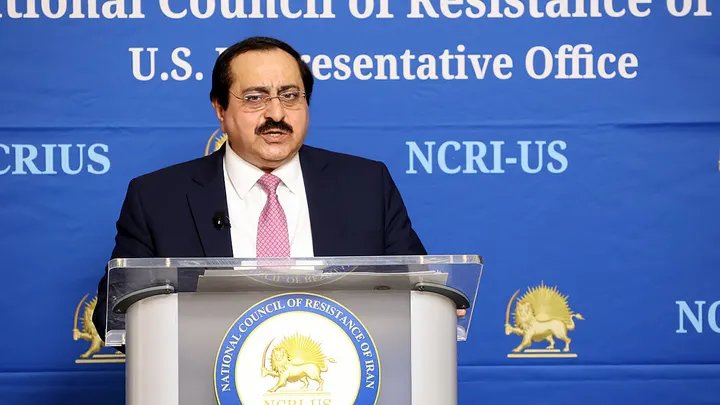 At a press briefing, NCRI Deputy Director, Washington office, Alireza Jafarzadeh outlined how Iranian regime documents showed the regime's crackdown strategy. (National Council of Resistance of Iran (NCRI))