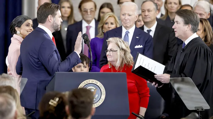 Jamelle Bouie agreed with a post suggesting "no wonder" JD Vance's mother "tried to sell him for Percocets." (Shawn Thew/Reuters)