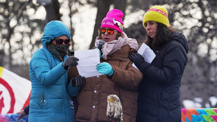 Renee Good's sister speaks at a public memorial ceremony for Good, Saturday, in Minneapolis.  (AP Photo/Ryan Murphy)