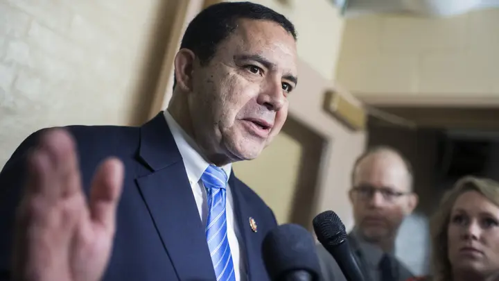 Rep. Henry Cuellar, D-Texas, talks with reporters in the Capitol after a meeting of House Democrats in Washington, June 27, 2019.  (Tom Williams/CQ Roll Call via Getty Images)