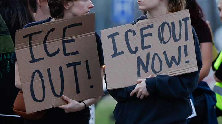 Protesters gather at 45th and Lamar in Austin, Texas, Jan. 8, 2026, to rally against ICE after the fatal shooting of Renee Nicole Good. (Stephanie Tacy/NurPhoto via Getty Images)
