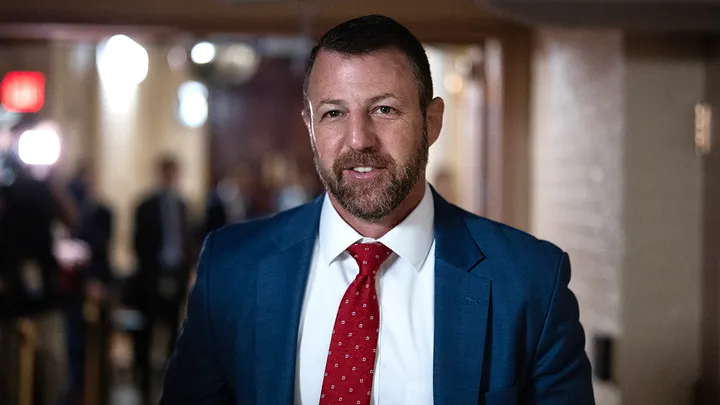 Sen. Markwayne Mullin, R-Okla., after visiting a meeting of the House Republican Conference at the U.S. Capitol Nov. 19, 2024. (Tom Williams/CQ-Roll Call, Inc via Getty Images)