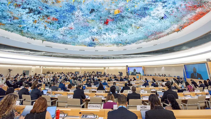 The Human Rights Council at the United Nations in Geneva, Switzerland, Feb. 26, 2025. (Denis Balibouse/Reuters)