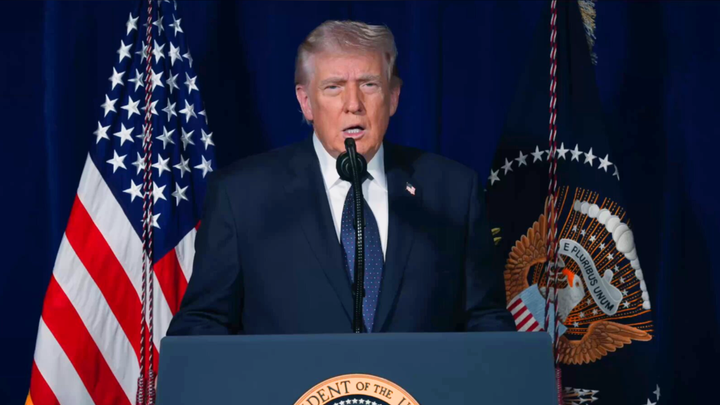 A screen grab of President Donald Trump giving an update on the ongoing Operation Epic Fury. (Truth Social)