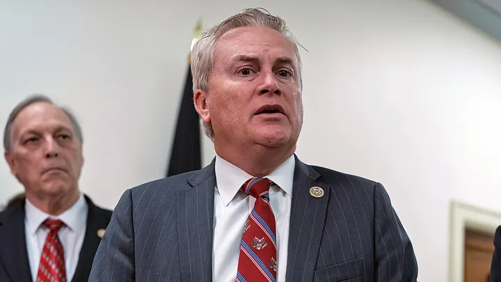 House Oversight Committee Chairman James Comer, R-Ky., speaks to reporters after a closed-door deposition with Ghislaine Maxwell, the former girlfriend and confidante of sex trafficker Jeffrey Epstein, at the Capitol in Washington, D.C., on Feb. 9, 2026. (J. Scott Applewhite/AP Photo)