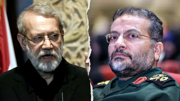 Iranian Secretary of the Supreme National Security Council Ali Larijani and Gholamreza Soleimani, a senior officer in the Islamic Revolutionary Guard Corps who commands Basij forces  (AP Photo/Bilal Hussein, File; Atta Kenare/AFP via Getty Images, File)