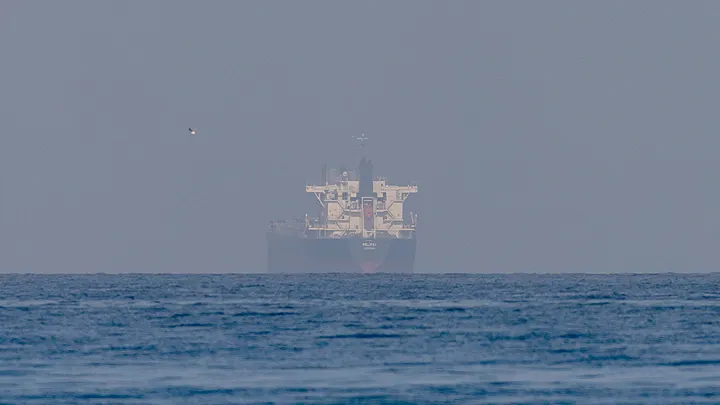 Bulk Carrier, Belray, in the Gulf, near the Strait of Hormuz on March 22, 2026 in northern Ras al Khaimah, United Arab Emirates. (Getty Images/Getty Images)