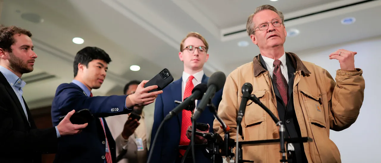 WASHINGTON, DC – MARCH 18: U.S. Rep. Tim Burchett (R-TN) (R) speaks with the media in the Capitol on March 18, 2026 in Washington, DC. (Photo by Heather Diehl/Getty Images)