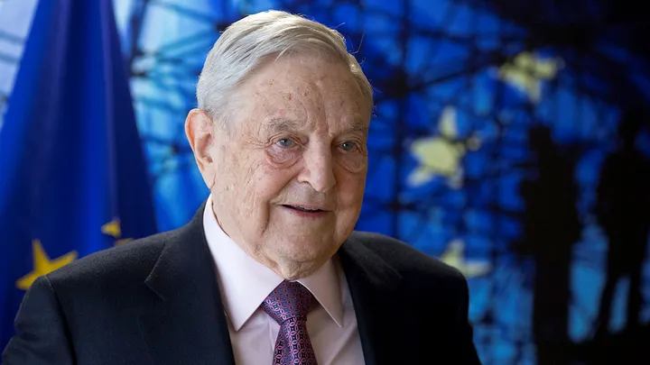Far-left billionaire George Soros' Open Society Foundations granted $250,000 to Drop Site News in 2024. (Olivier Hoslet/AFP via Getty Images)