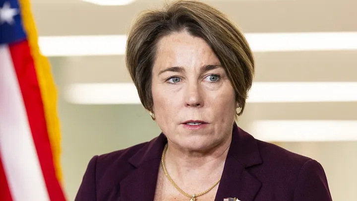 Massachusetts Gov. Maura Healey urged private airlines to end contracts with Immigration and Customs Enforcement. (Adam Glanzman/Bloomberg)