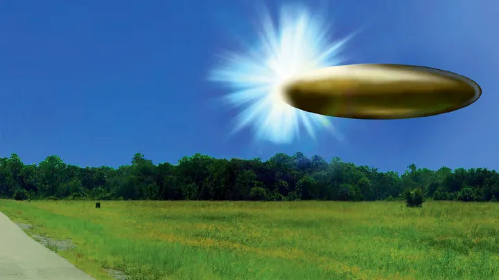 The newly surfaced material includes infrared footage from 2023 that appears to show a U.S. F-16 shooting down a diamond-shaped object over Lake Huron. (US Department of War via Getty Images)