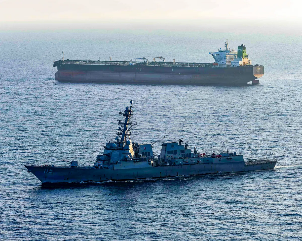 Ships in the Strait of Hormuz, on April 26, 2026. U.S. Navy via Getty Images