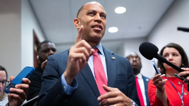 House Democratic Leader Hakeem Jeffries faces growing pressure as democratic socialist-backed candidates gain influence in New York, raising new questions about the party's ideological direction. (Tom Williams/CQ-Roll Call, Inc via Getty Images)