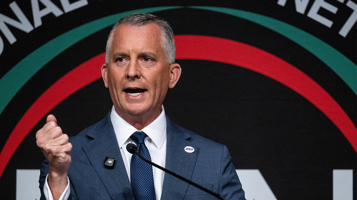 Former Republican Representative David Jolly, Democratic gubernatorial candidate for Florida, speaks during the National Action Network (NAN) 35th Anniversary Convention in New York, US, on Thursday, April 9, 2026. (Victor J. Blue/Bloomberg via Getty Images)