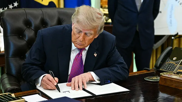 President Donald Trump signed an executive order last month to rename Lake Ontario to "Lake America." (Jim Watson/AFP via Getty Images)