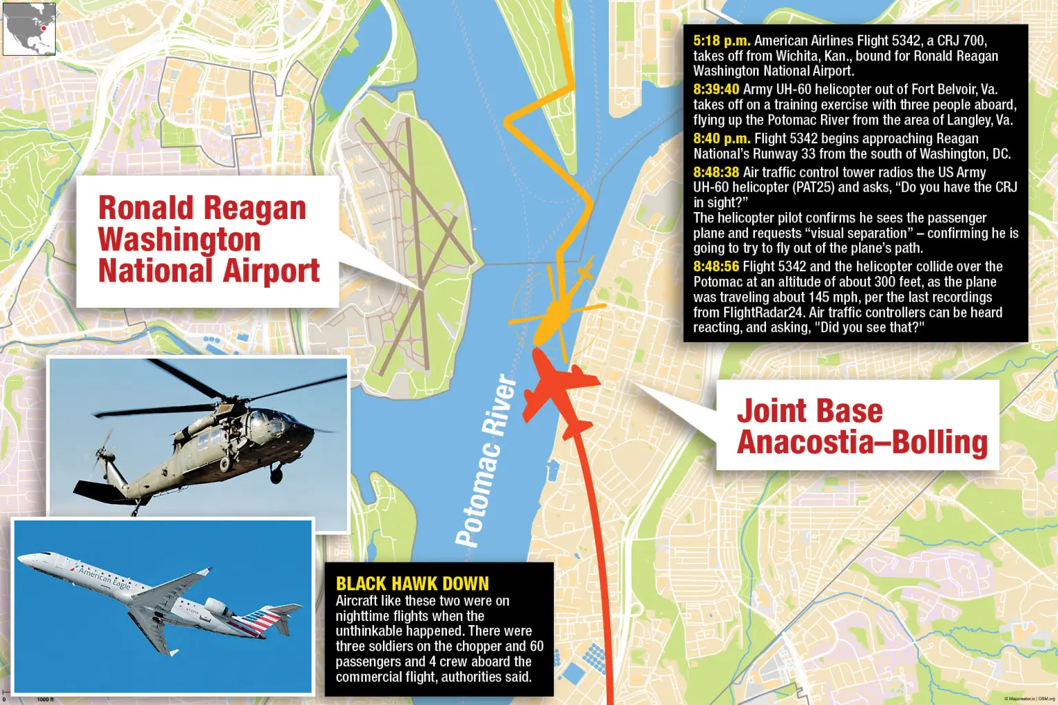 DC chopper, plane crash live updates: No survivors expected after AA ...